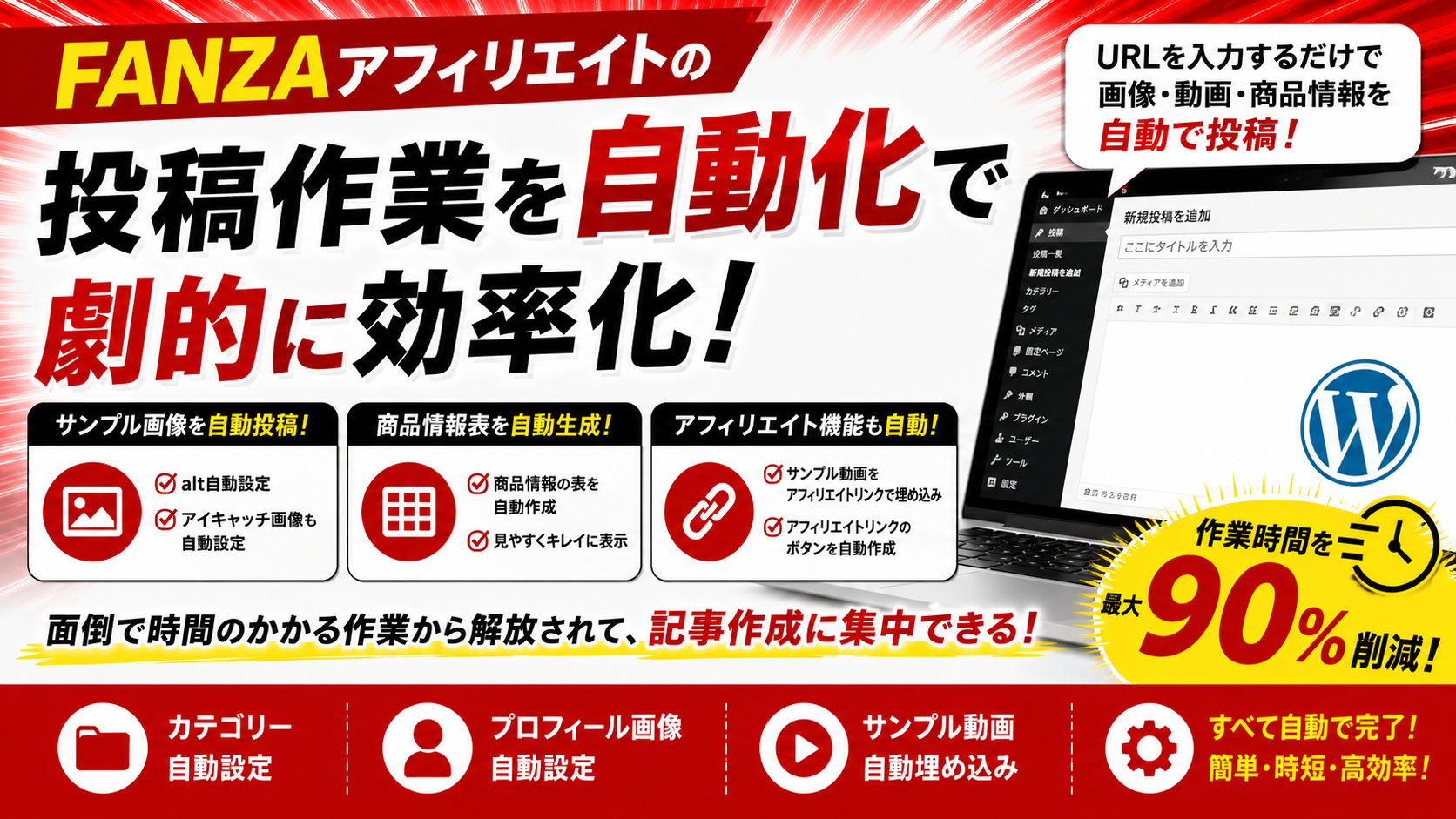 FANZAアフィリエイトの投稿作業を自動化で劇的に効率化。投稿作業の手間を大幅カット。